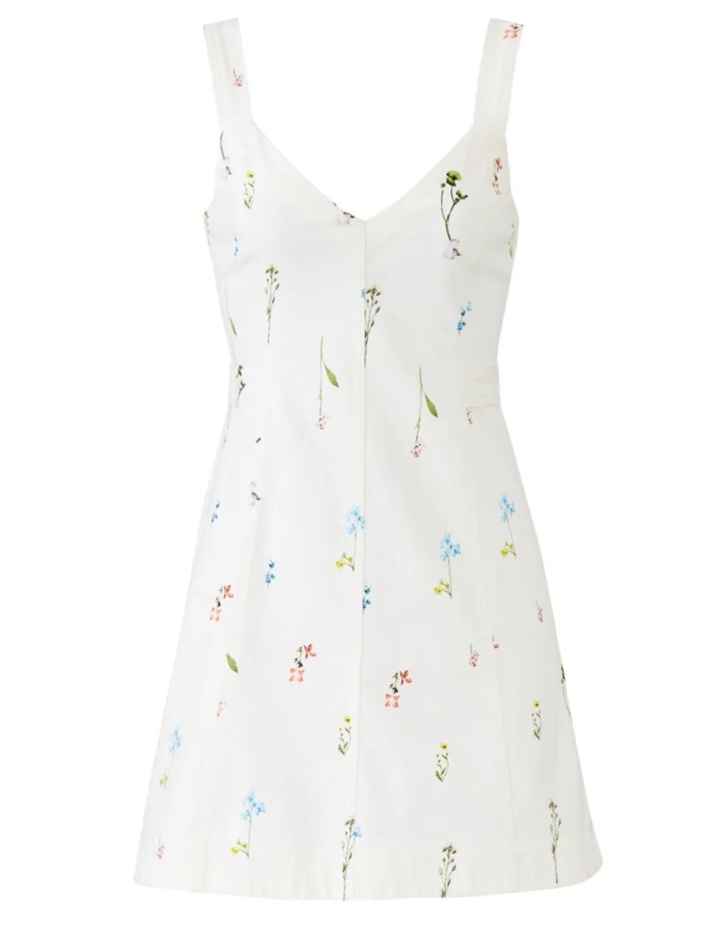 Parker Vara White Floral Mini Dress with Pastel Sprig Print